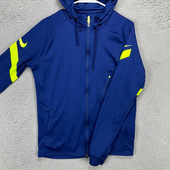 Nike Dri-Fit Jacket Hoodie Womens Medium Blue Full Zip Long Sleeve Drawstring - Picture 1 of 8